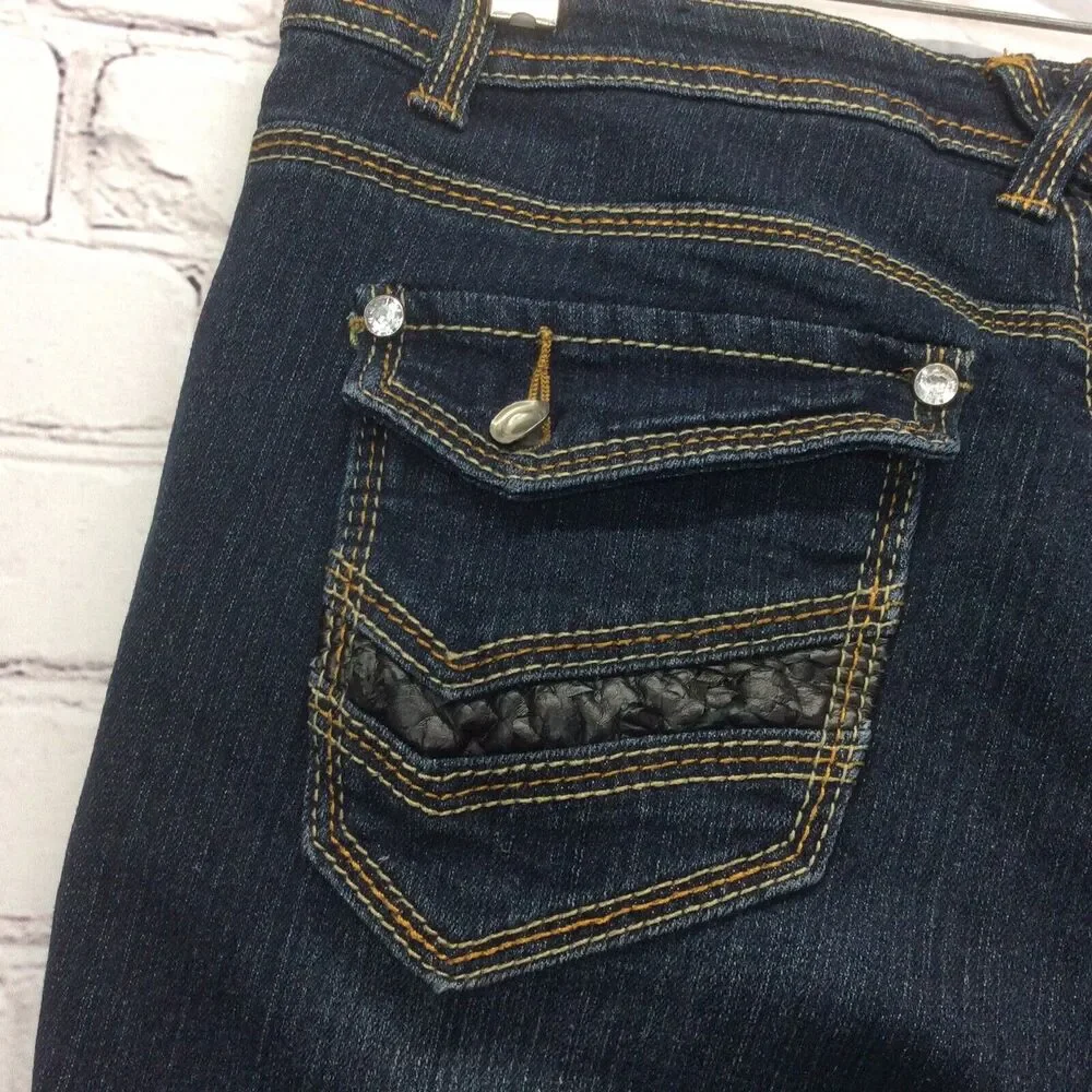 Eighty Eight Blue Jean Capri Women’s Sz 9 Cropped Cuffed Hem Mid Rise Dark Wash